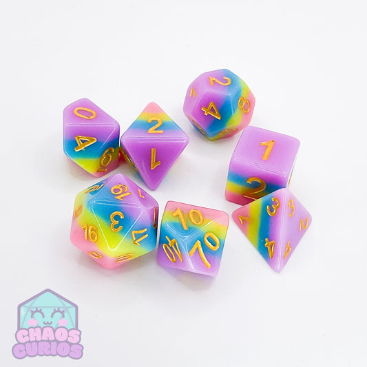 Pastel Stripes 7-piece Dice Set