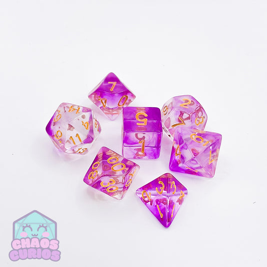 Pink Swirls 7-piece Dice Set