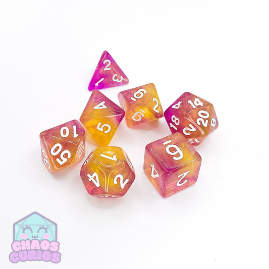 Pink Mermaid Tales 7-piece Dice Set