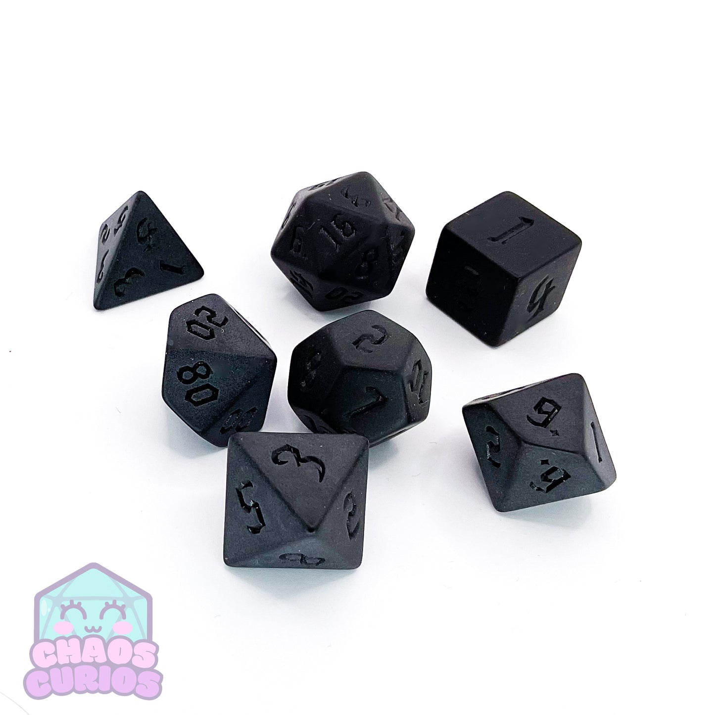 Black Matte Chaos 7-piece Dice Set