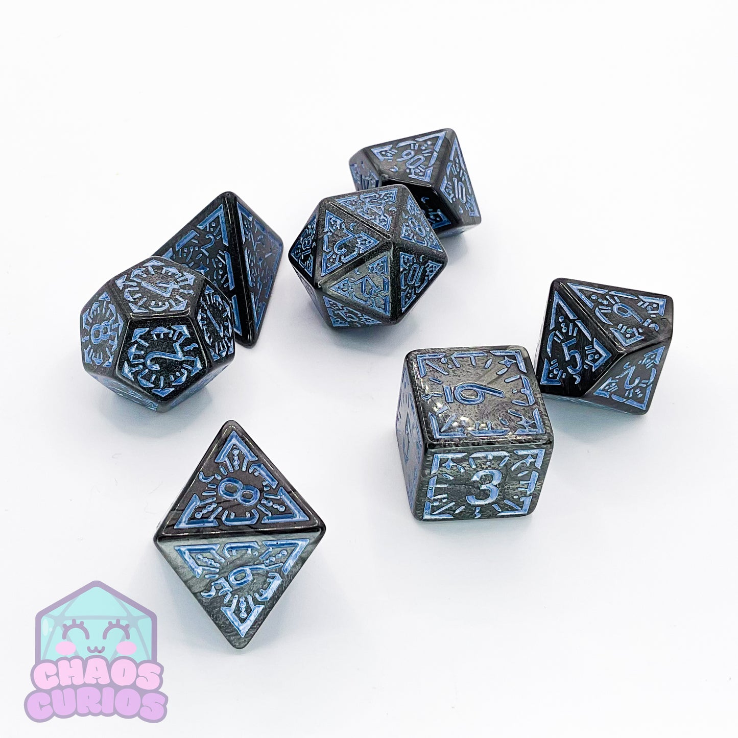 Navy Black Glyph 7-piece Dice Set