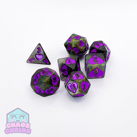 Purple Heart Inkwell 7-piece Dice Set