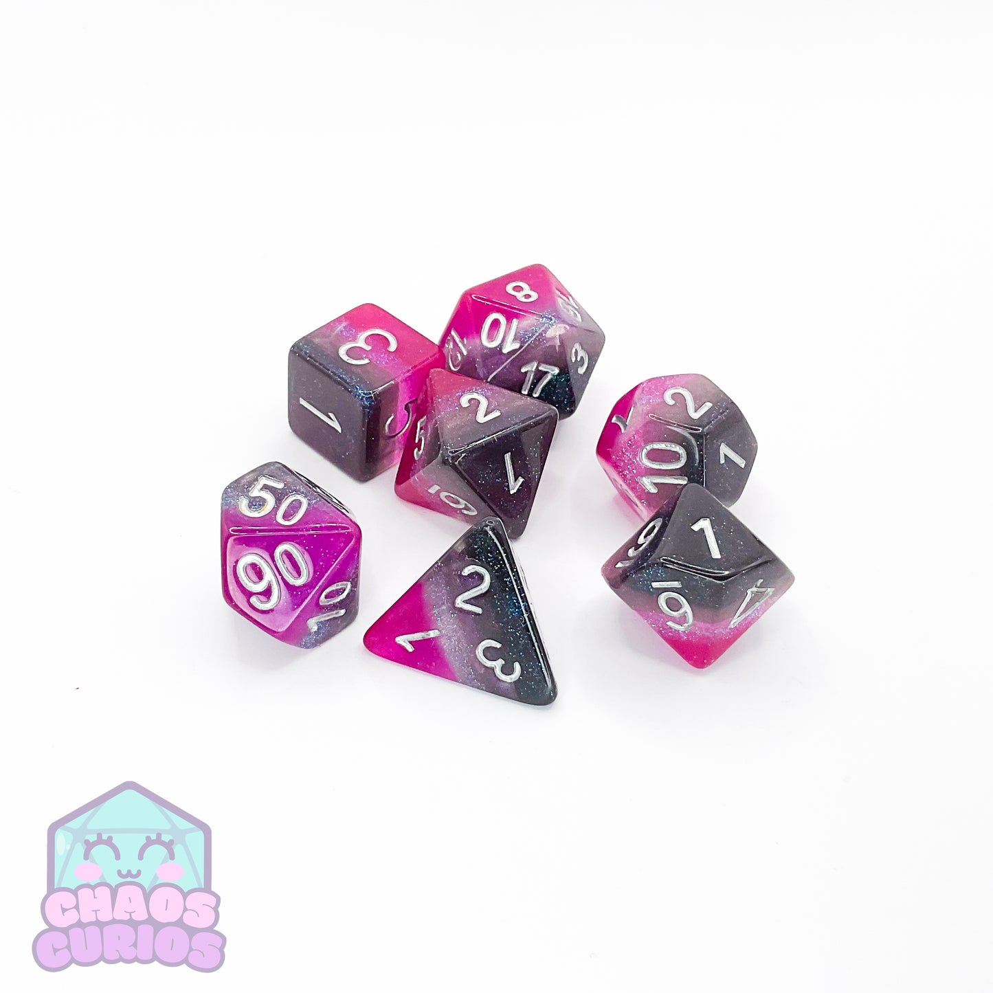 PRIDE Asexual Glitter Layered 7-piece Resin Dice Set