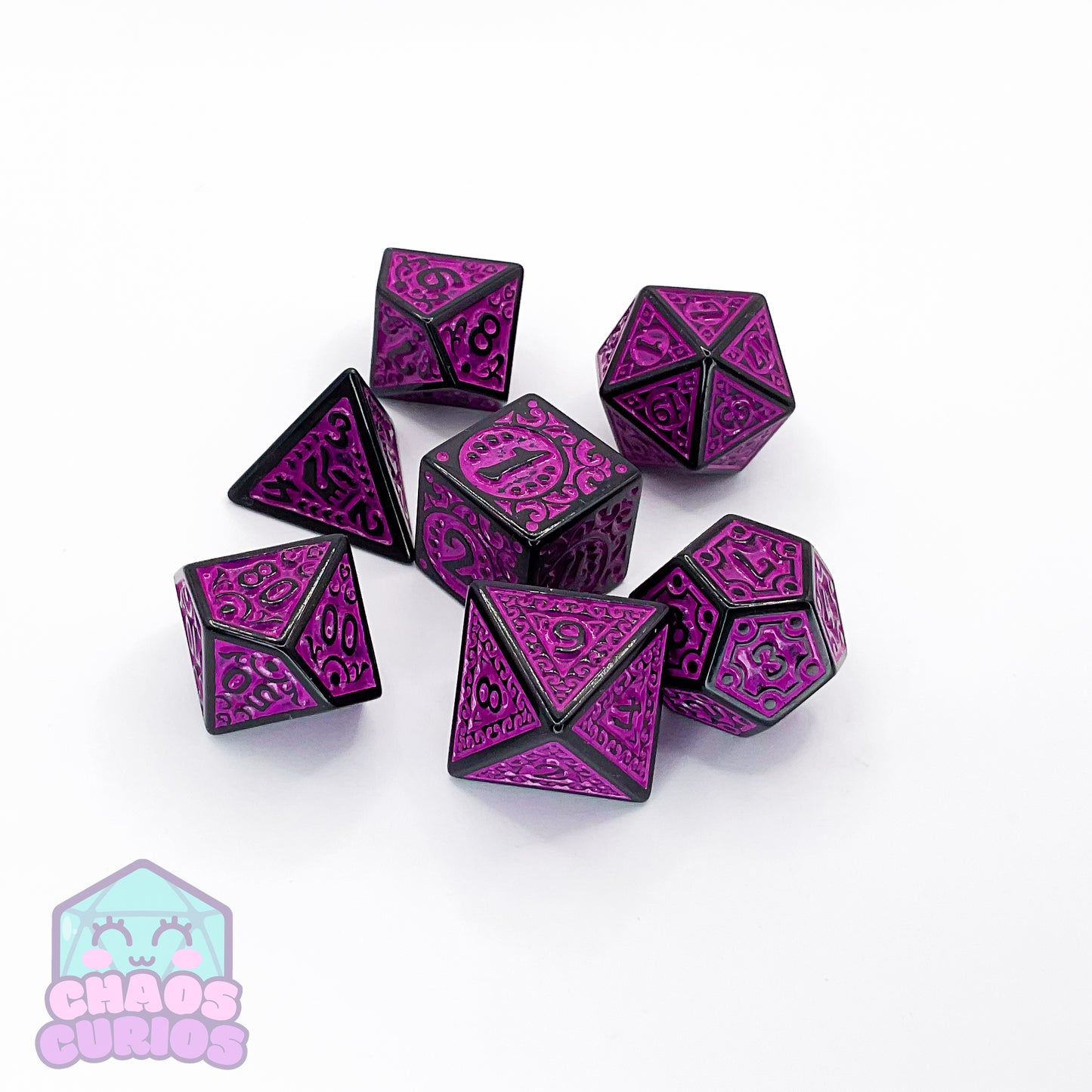 Purple Black Glyph 7-piece Dice Set