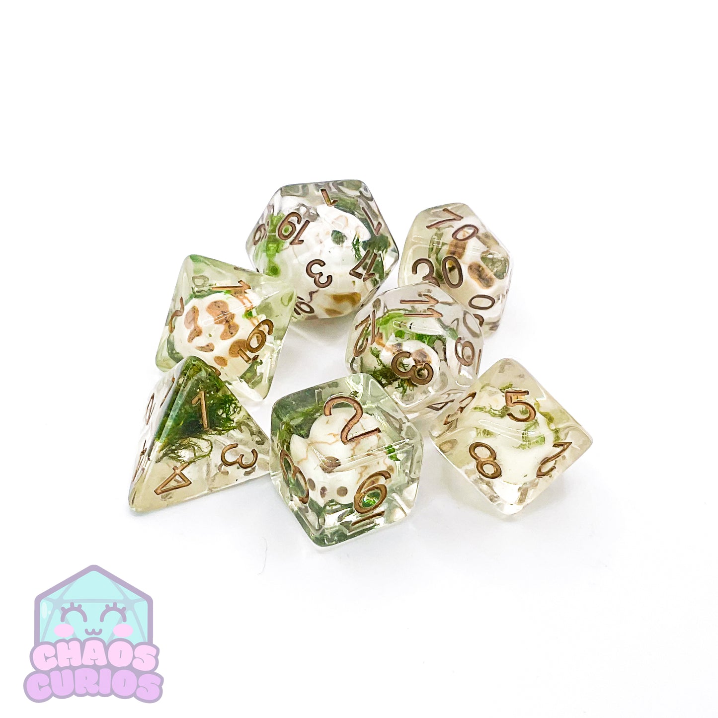 Mossy Grave 7-piece Resin Dice Set