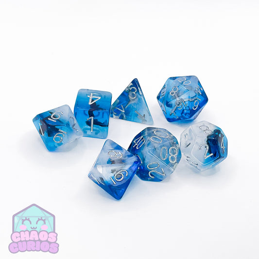 Black Bird Cormorant over the Sea 7-piece Resin Dice Set