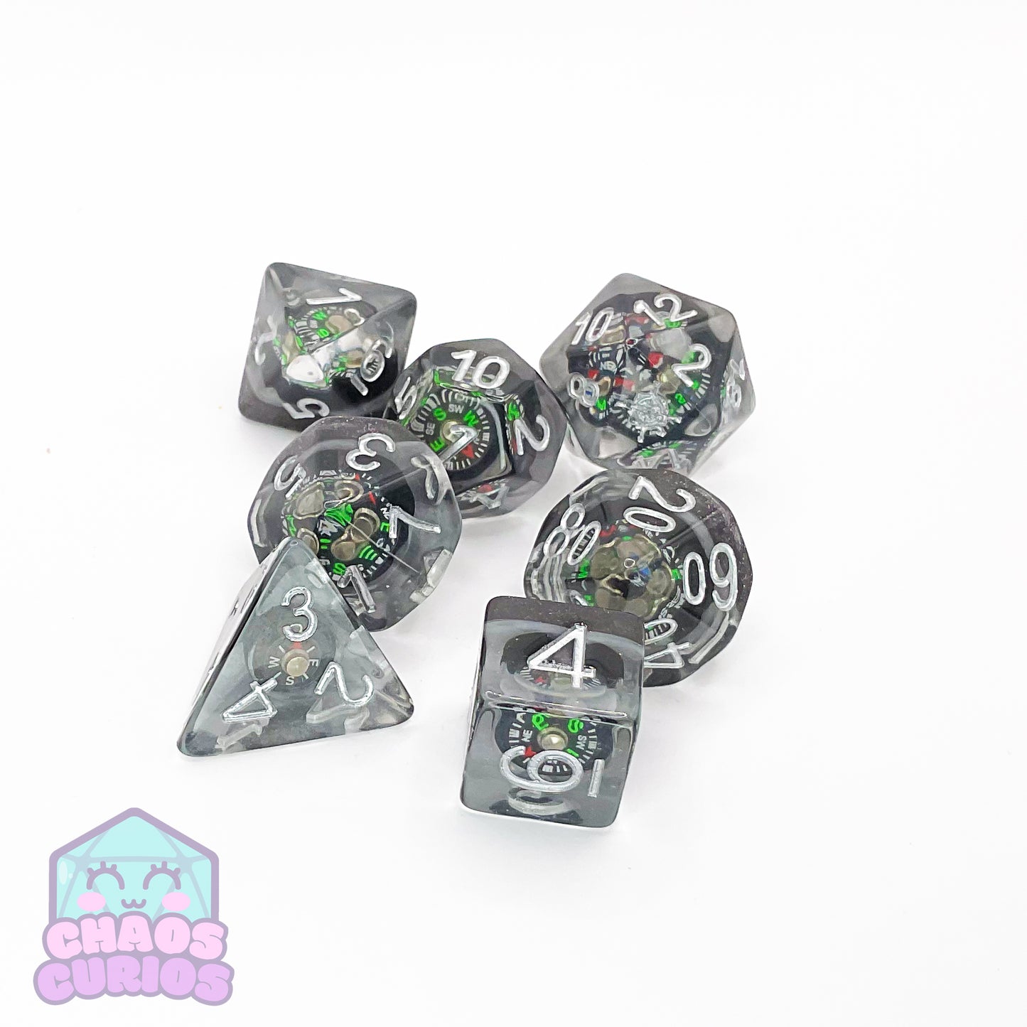 Compass 7-piece Resin Dice Set