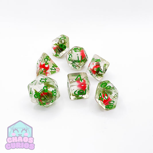 Red Toadstool 7-piece Resin Dice Set