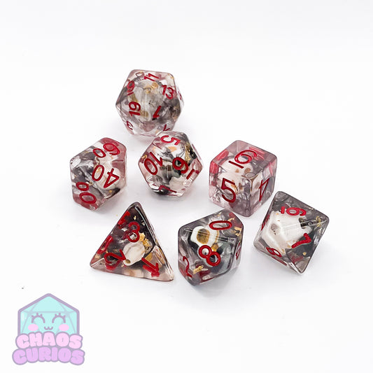 Necromancy Skull and Smoke 7-piece Resin Dice Set