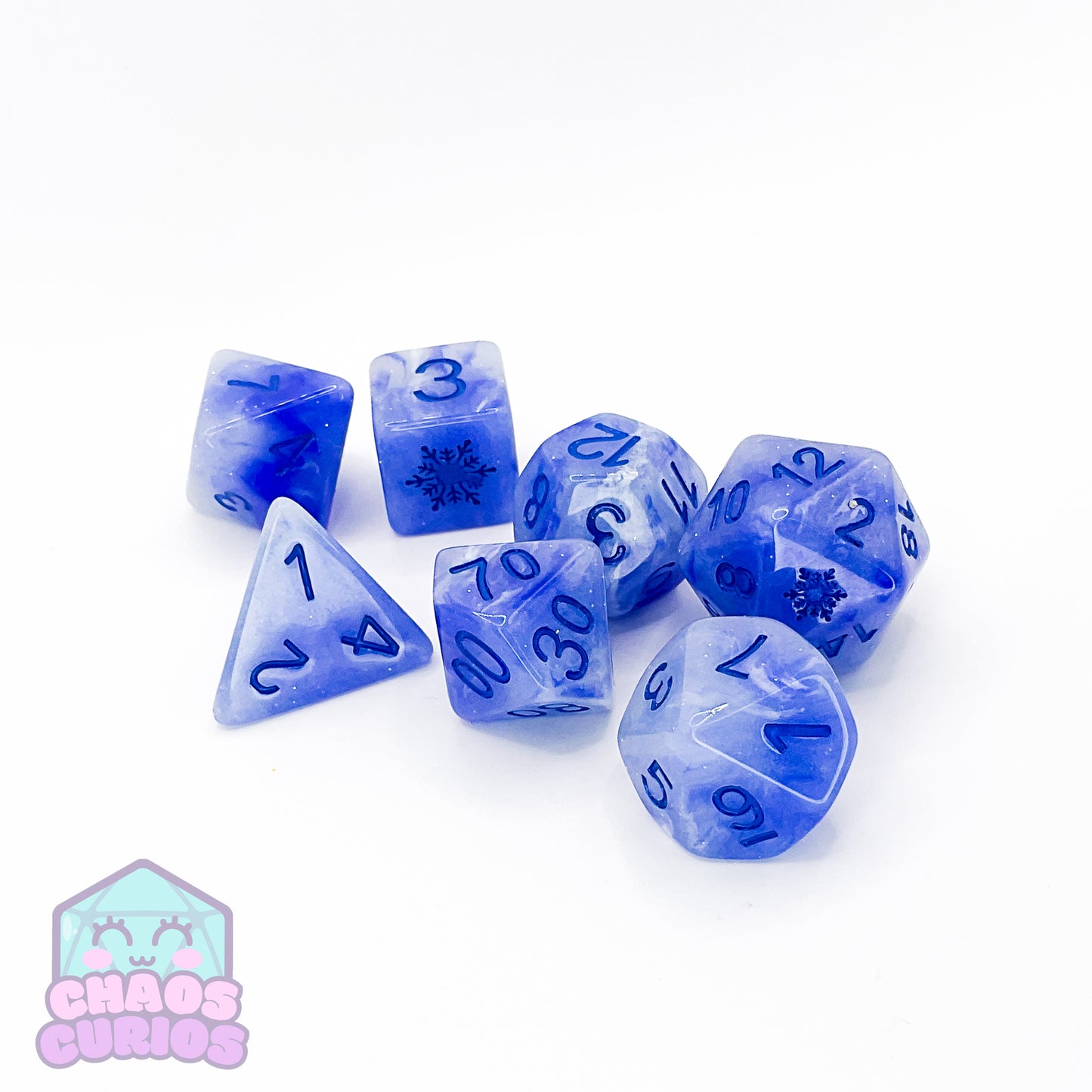 Snowflake Blue 7-piece Resin Dice Set