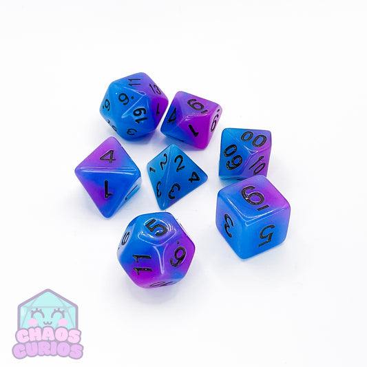 Purple Glow in the Dark 7-piece Dice Set