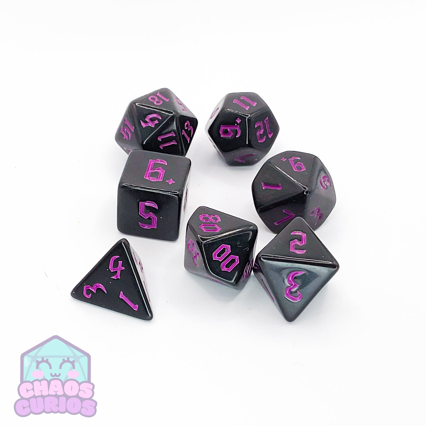 Black Purple Chaos 7-piece Dice Set