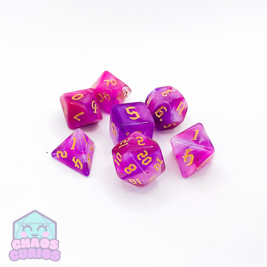 Pink Jade 7-piece Dice Set