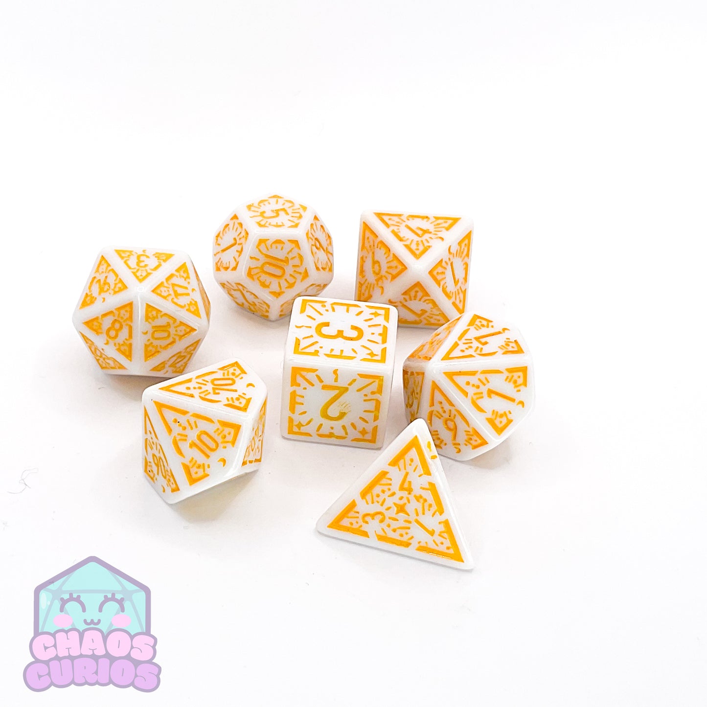 Yellow White Glyph 7-piece Dice Set