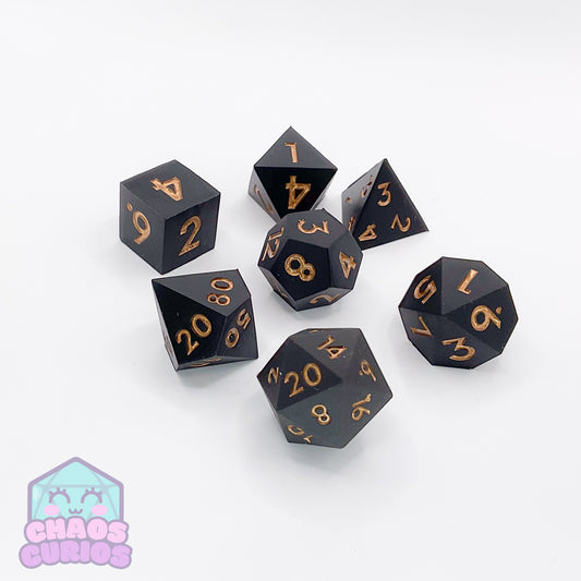 BOUNCY BALL Black 7-piece Dice Set