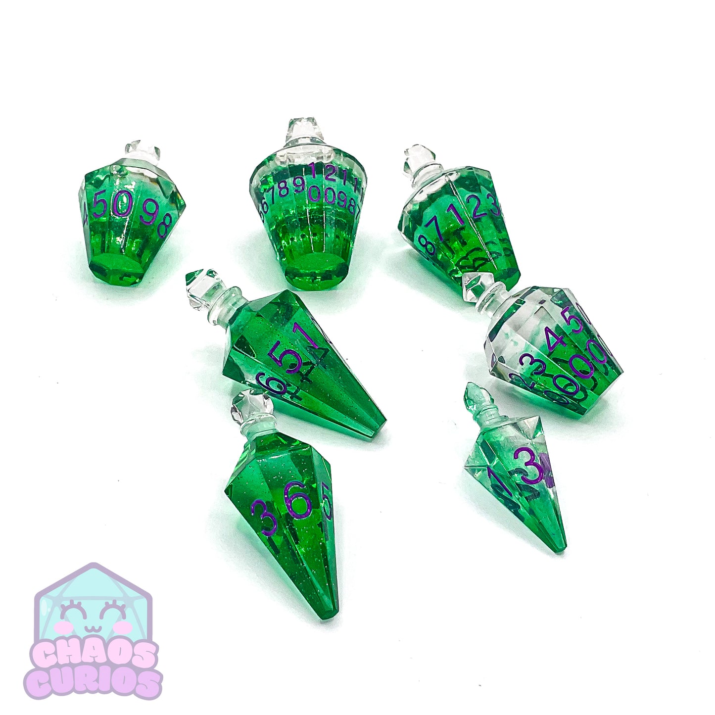 Green Potion Bottle Dice 7-piece Resin Dice Set