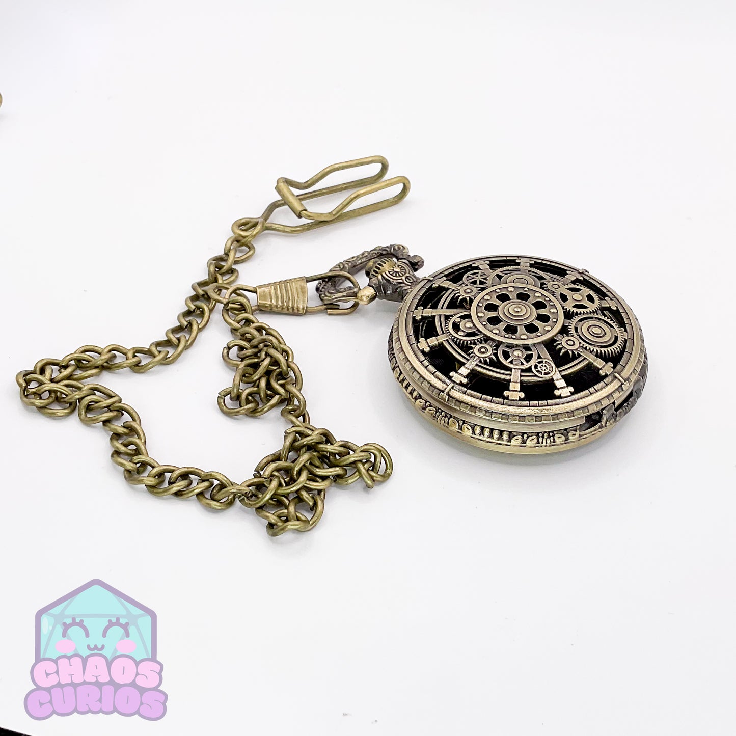 Pocket Watch filled with Micro Metal Dice Gold 7-piece Metal Dice Set