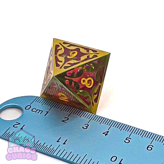 Gold and Resin Giant 7-piece Sharp Edged Dice Set 24-31mm