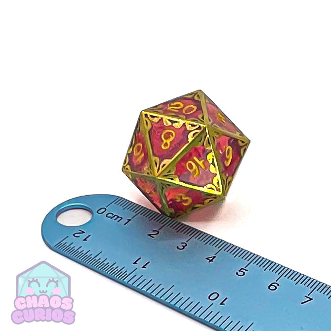 Gold and Resin Giant 7-piece Sharp Edged Dice Set 24-31mm