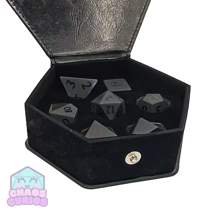 Dark Purple Glass 7-piece Sharp Edged Dice Set