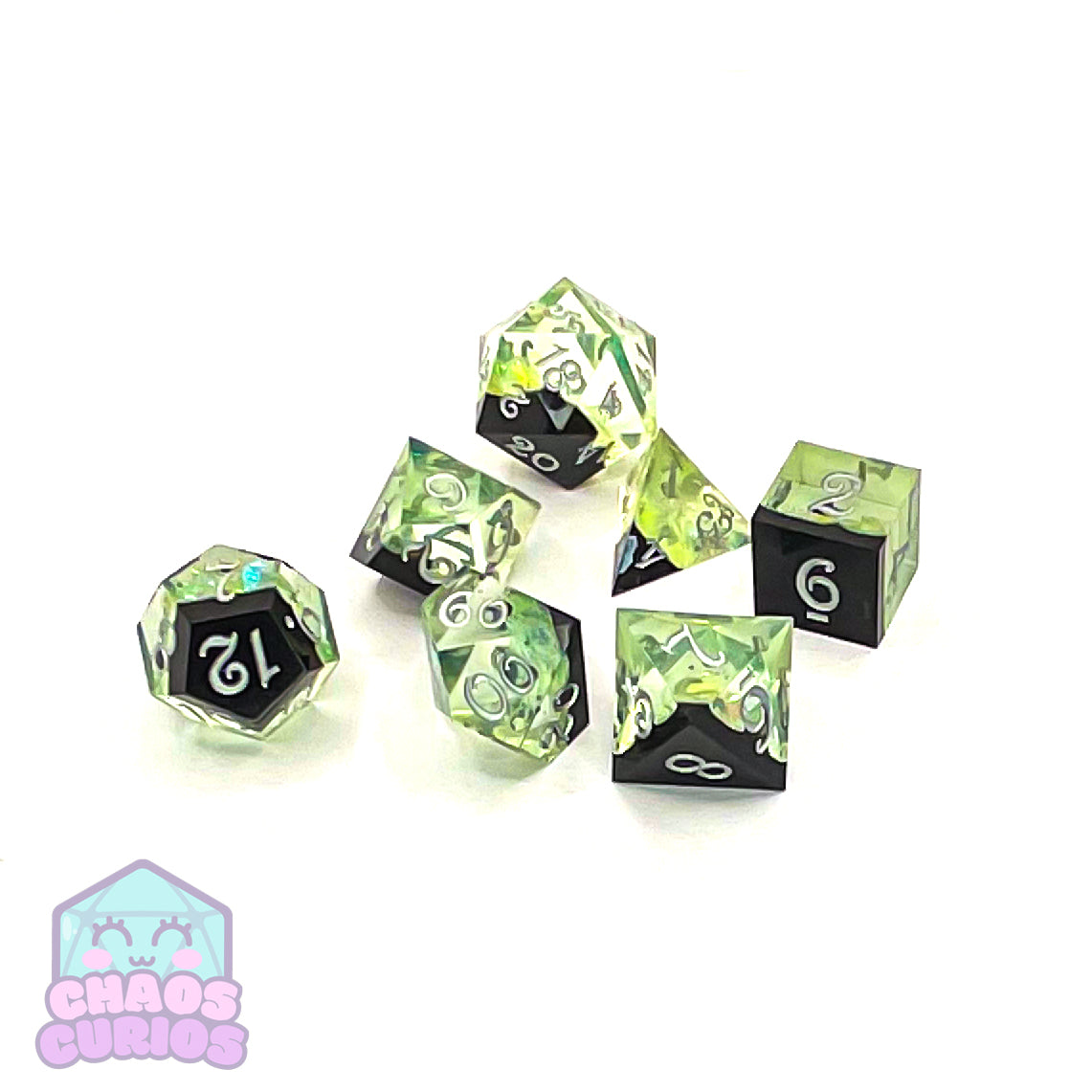 Leafy Lake Carnival 7-piece Sharp Edged Resin Dice Set