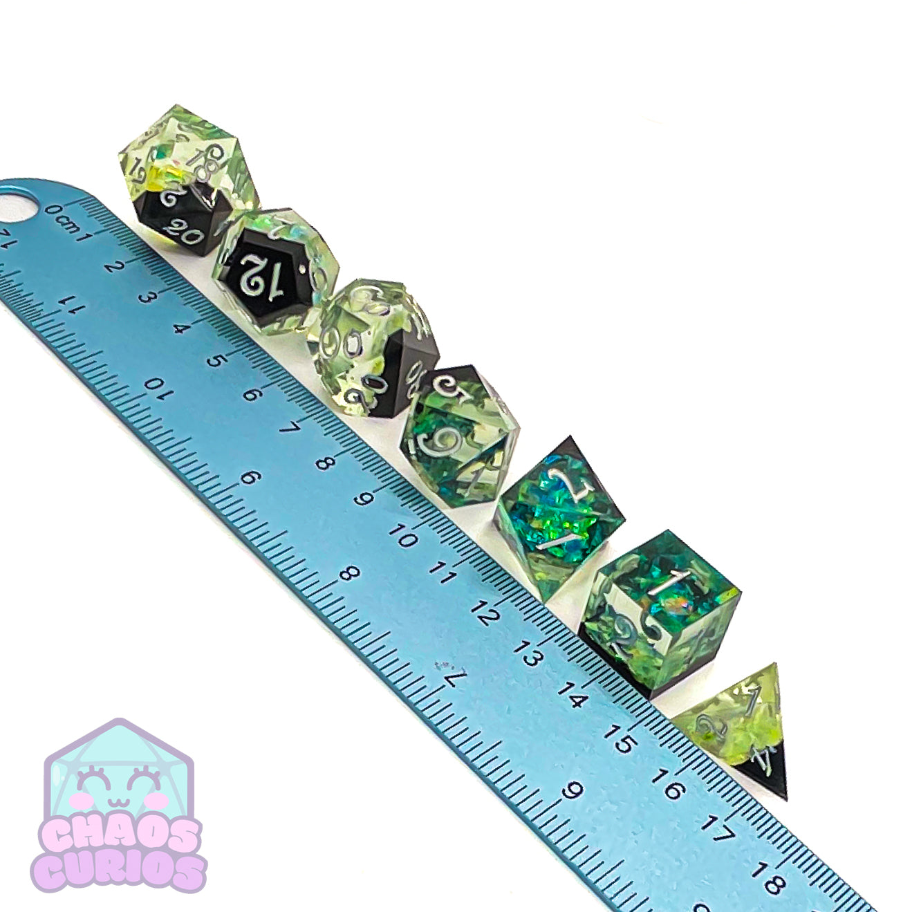 Leafy Lake Carnival 7-piece Sharp Edged Resin Dice Set