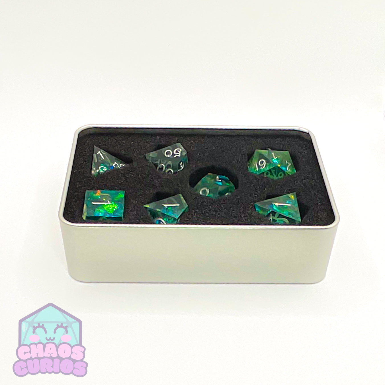 Leafy Lake Carnival 7-piece Sharp Edged Resin Dice Set