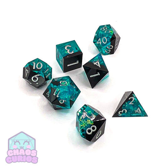 Dark Nebula 7-piece Sharp Edged Resin Dice Set