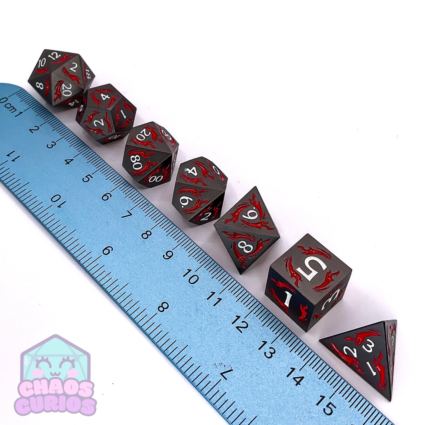 Black Red Dagger Matte 7-piece Metal Dice Set