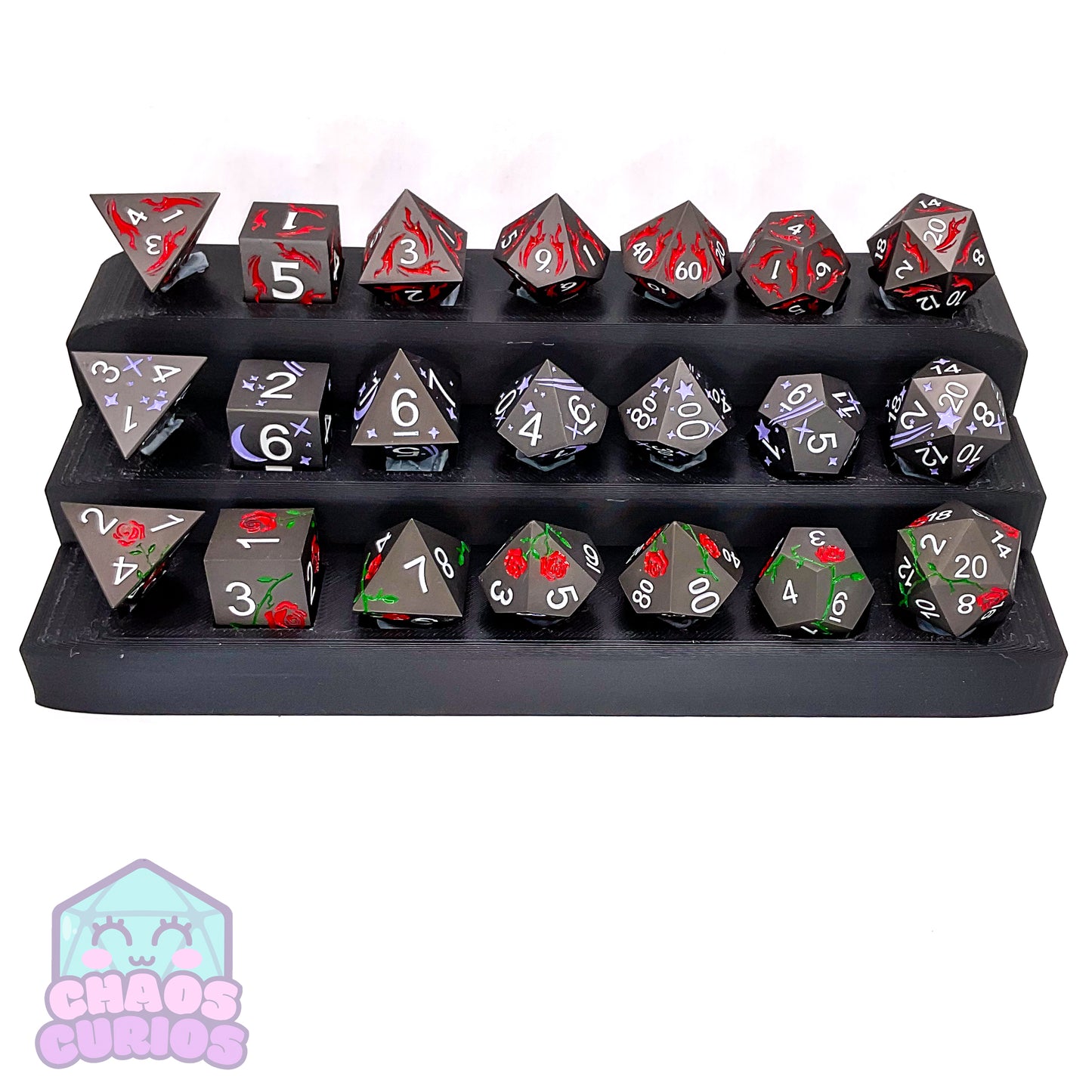 Black Red Dagger Matte 7-piece Metal Dice Set