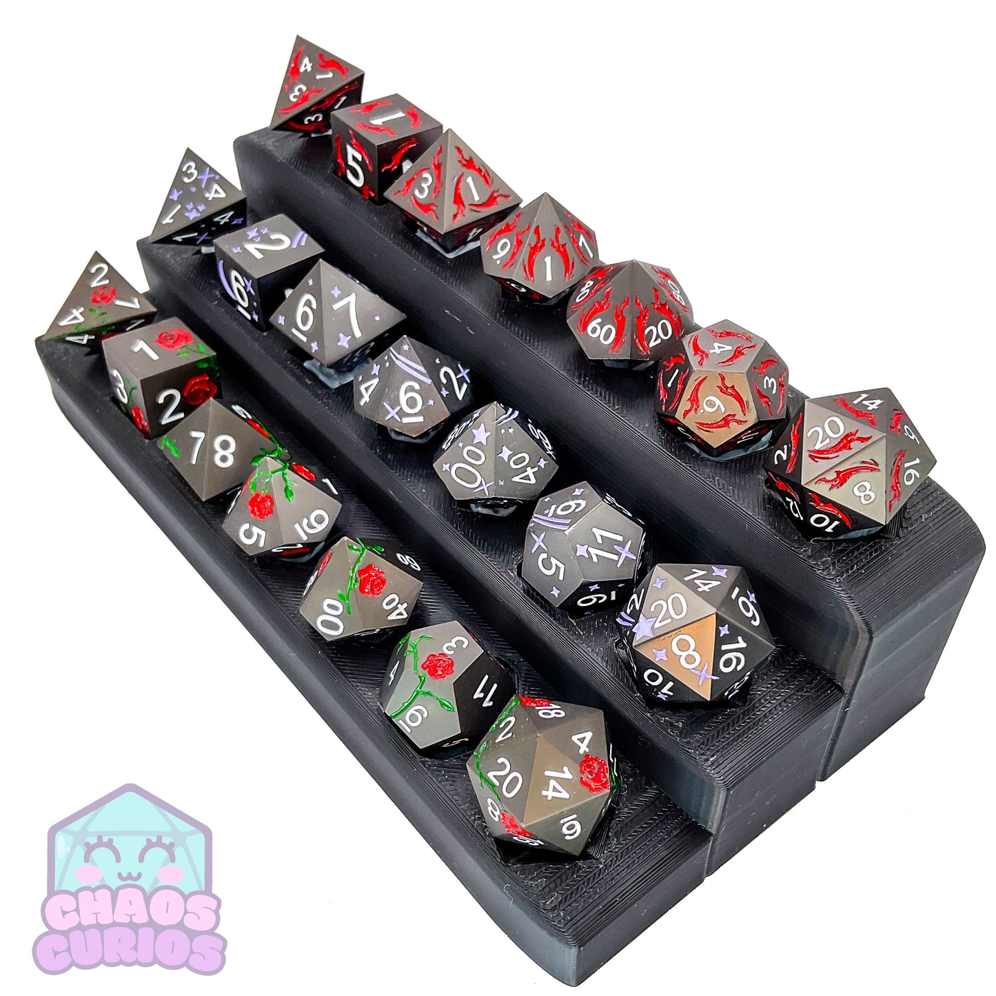 Black Red Dagger Matte 7-piece Metal Dice Set