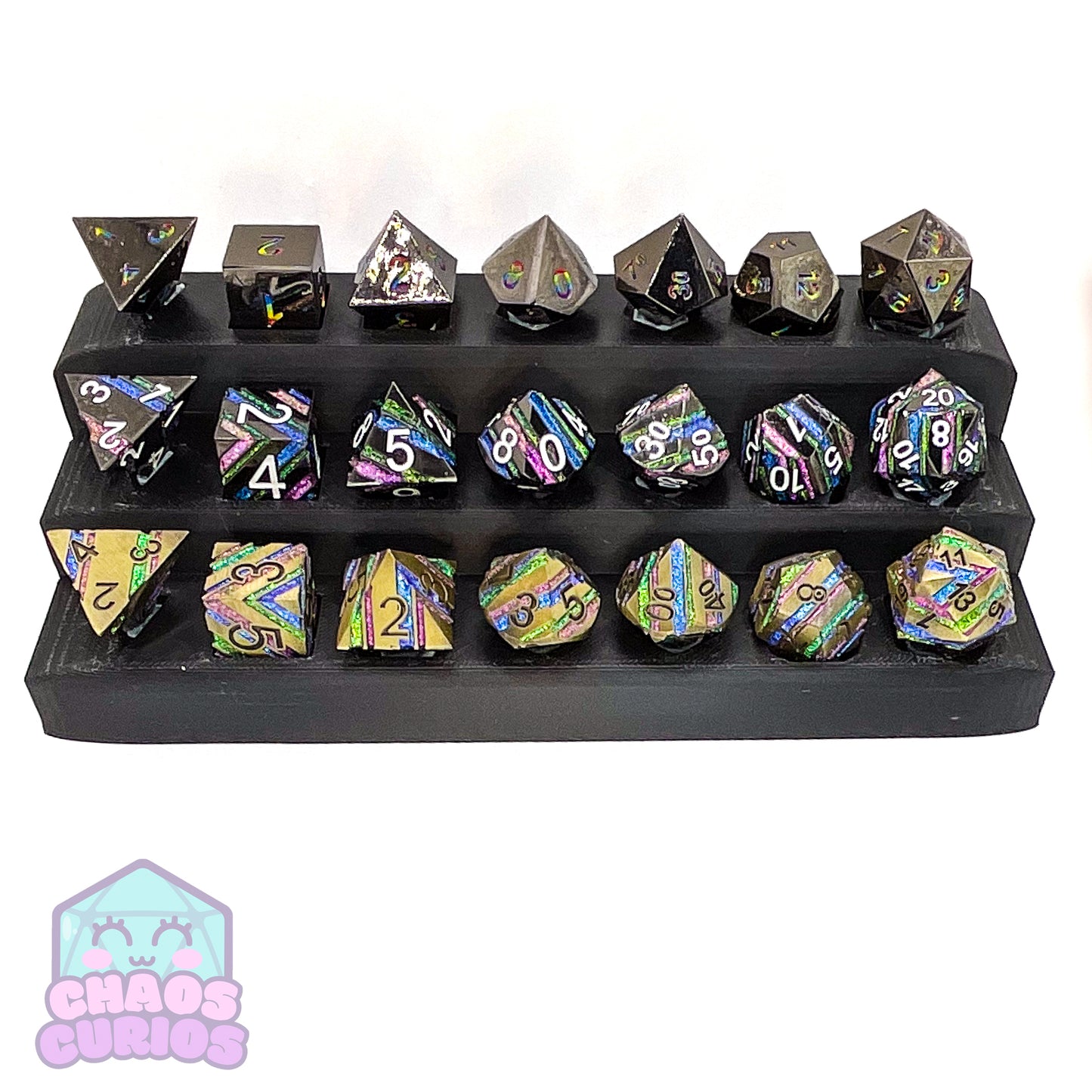 Striped Glitter Liquorice Allsorts 7-piece Metal Dice Set