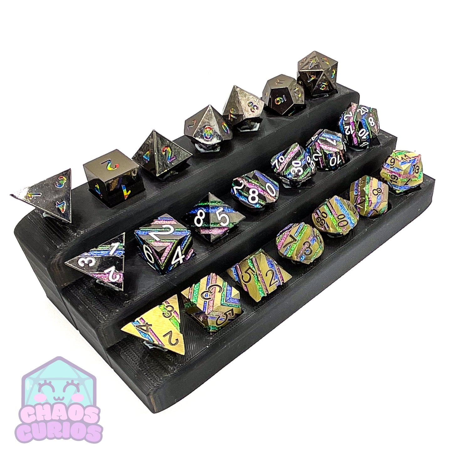 Striped Glitter Liquorice Allsorts 7-piece Metal Dice Set