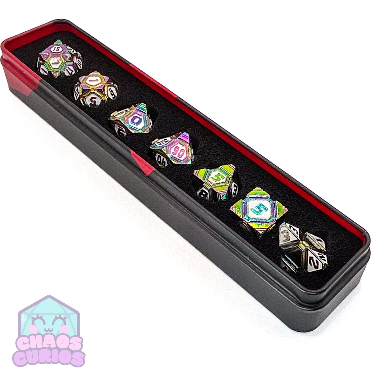 Futuristic Sci-Fi Rainbow Electroplated 7-piece Metal Dice Set