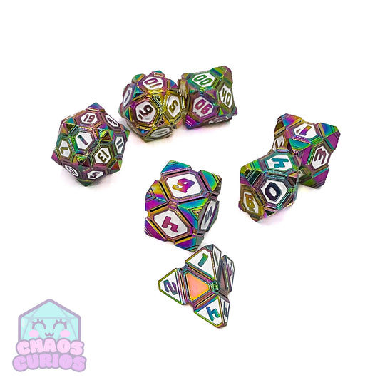 Futuristic Sci-Fi Rainbow Electroplated 7-piece Metal Dice Set