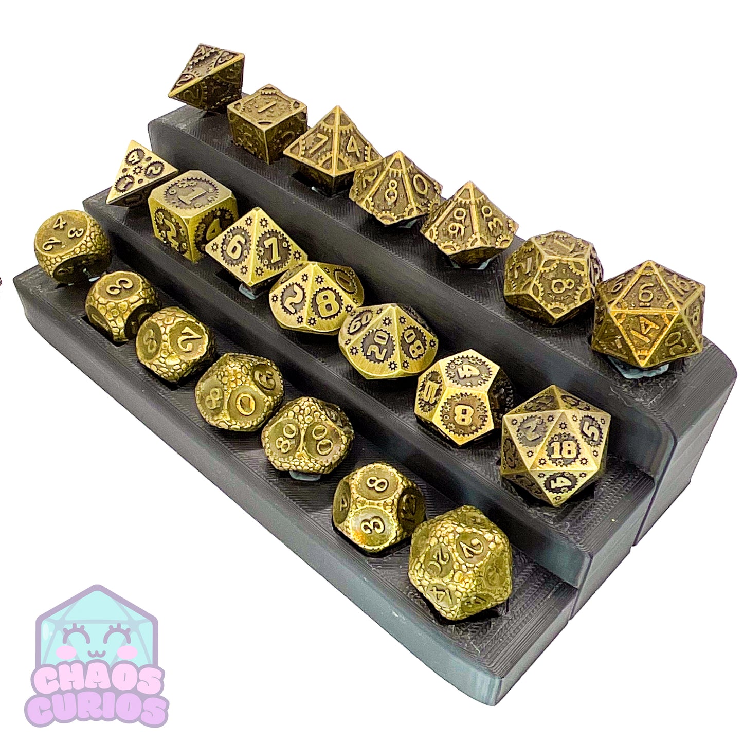 Steampunk Cogs Bronze 7-piece Metal Dice Set