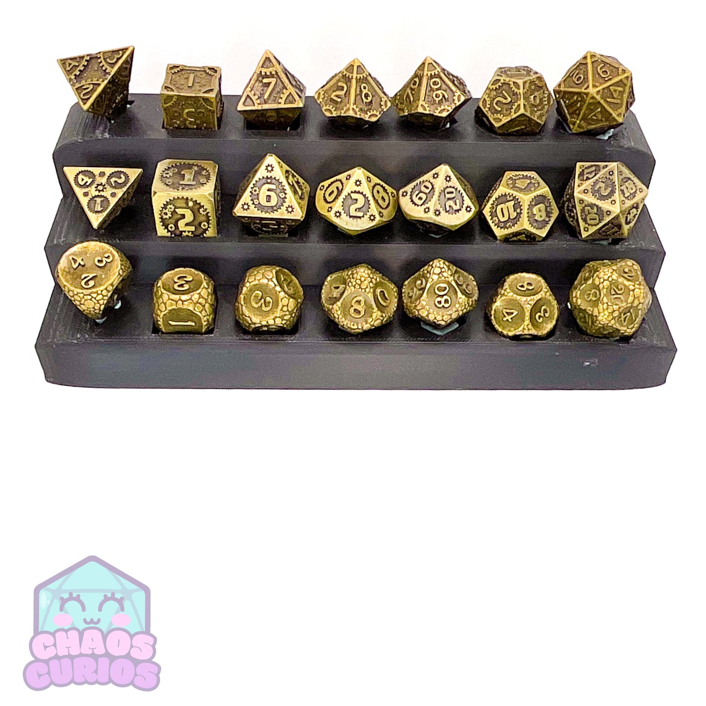 Steampunk Cogs Bronze 7-piece Metal Dice Set