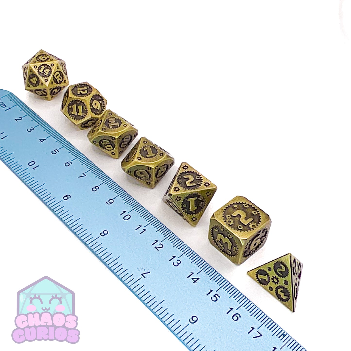 Steampunk Cogs Bronze 7-piece Metal Dice Set