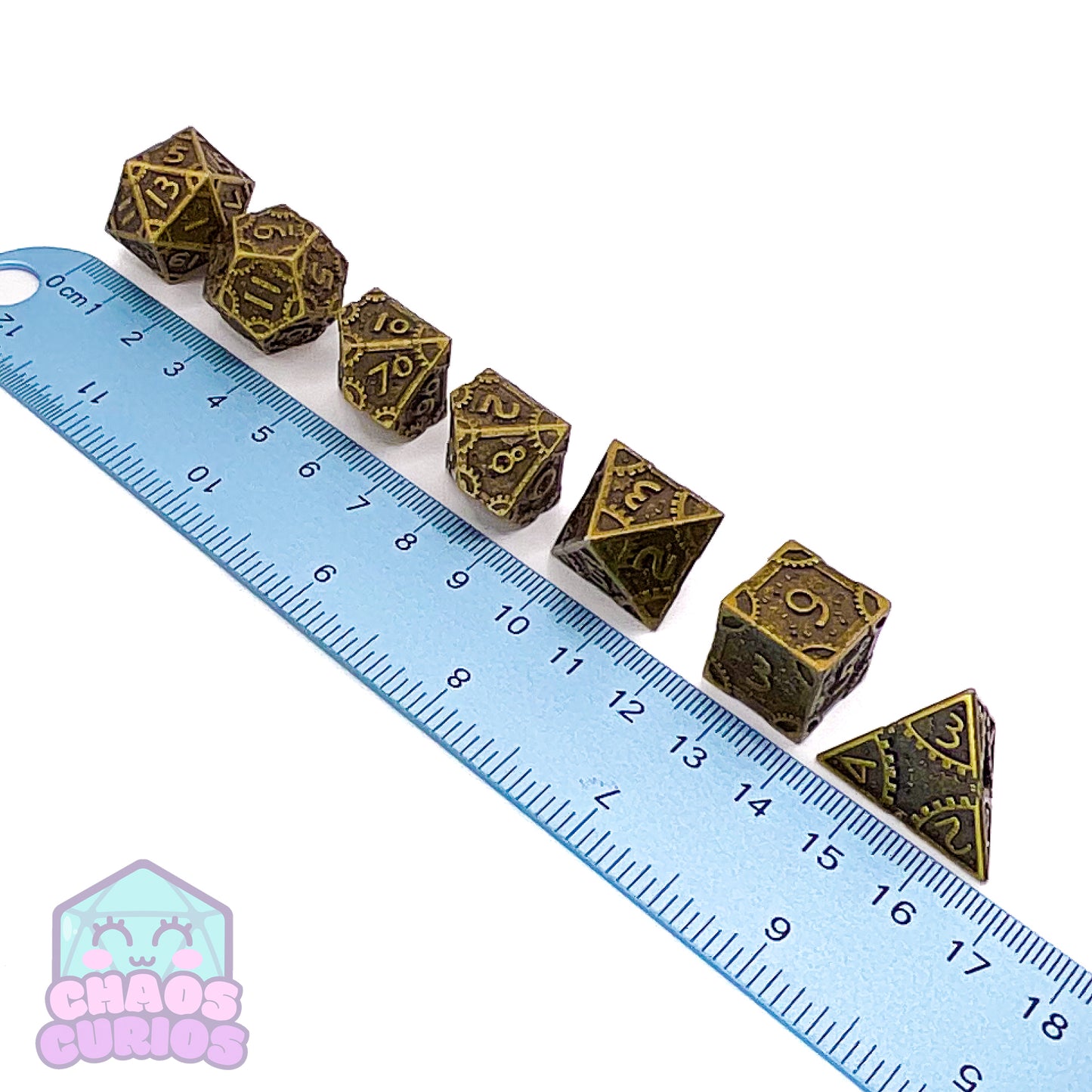 Steampunk Cogs Bronze 7-piece Metal Dice Set