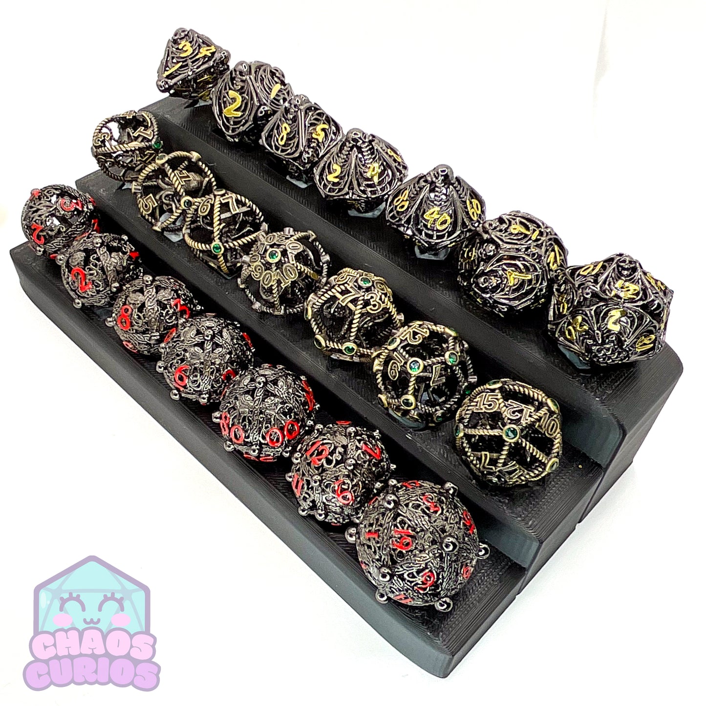 Hollow Celtic Cthulhu Red 7-piece Metal Dice Set