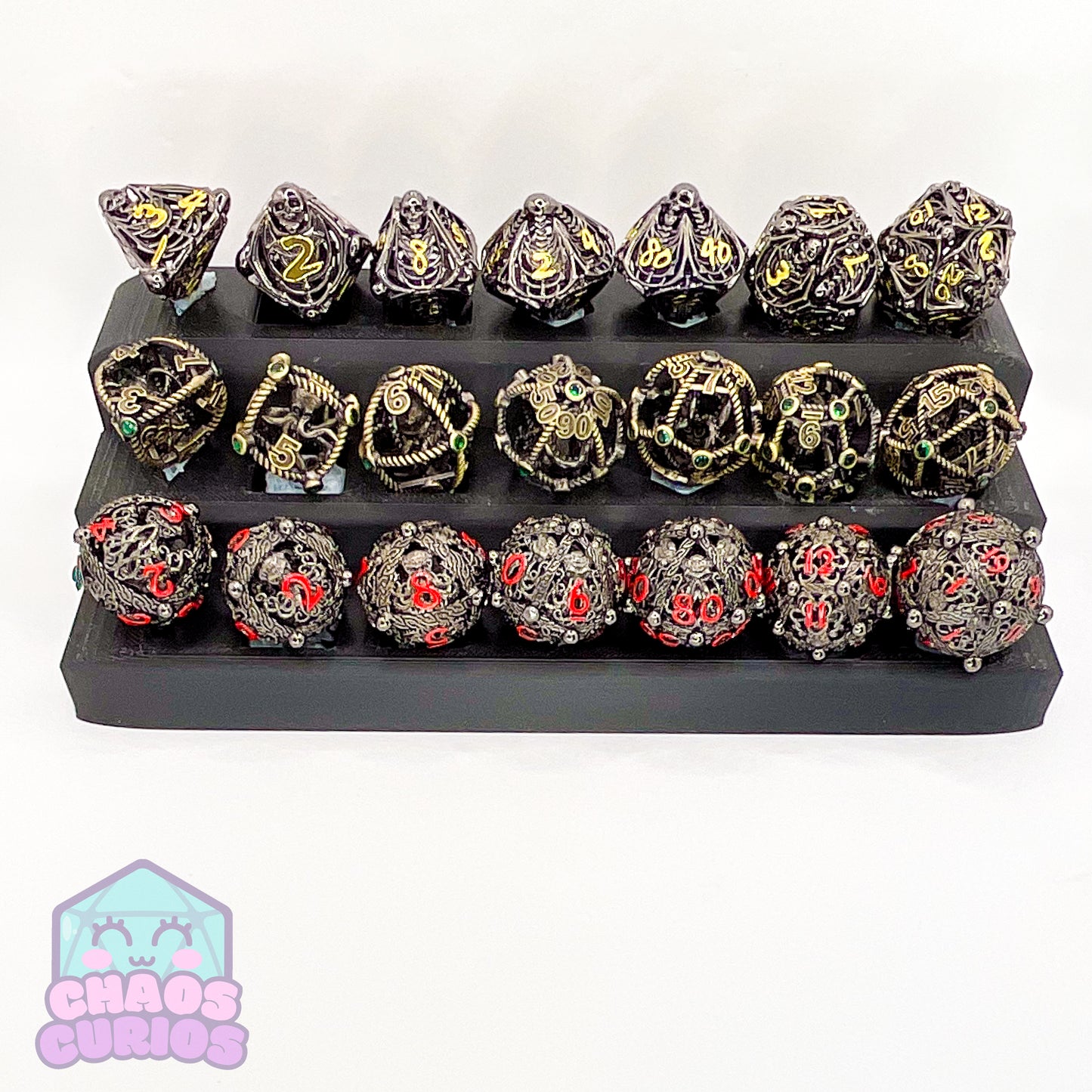 Hollow Celtic Cthulhu Red 7-piece Metal Dice Set