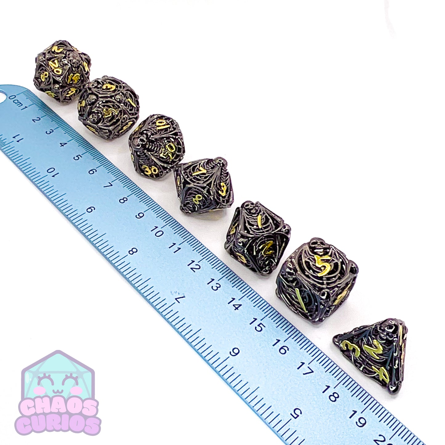 Hollow Skull 7-piece Metal Dice Set