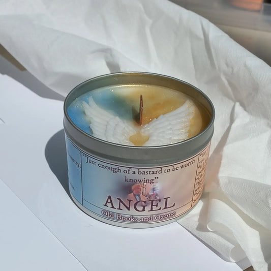 Angel Vegan Coconut Wax Candle, Old Books and Ozone, Wood Sage and Sea Salt, 35 hrs+ burn time, Angel/Demon Inspired Candle, Good Omens Candle, Good Omens Fandom