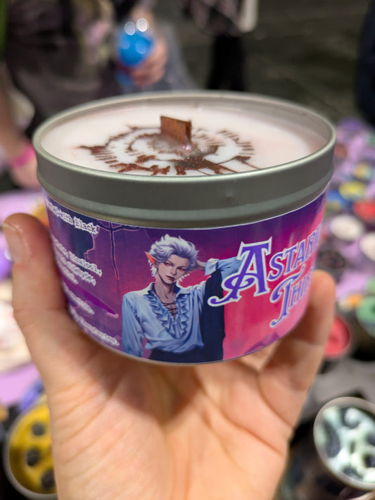 Astarion's Thirst, Bleeds when Lit, Coconut Wax Candle, Wooden Wick Candle, Dark Opium Scent, 35 hours burn time