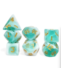 Mystery Mini Acrylic Dice Set | A set of 7 Polyhedral Dice from the ChaosCurios selection of Mini Acrylic Dice