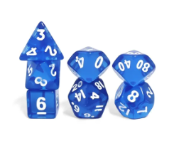 Mystery Mini Acrylic Dice Set | A set of 7 Polyhedral Dice from the ChaosCurios selection of Mini Acrylic Dice