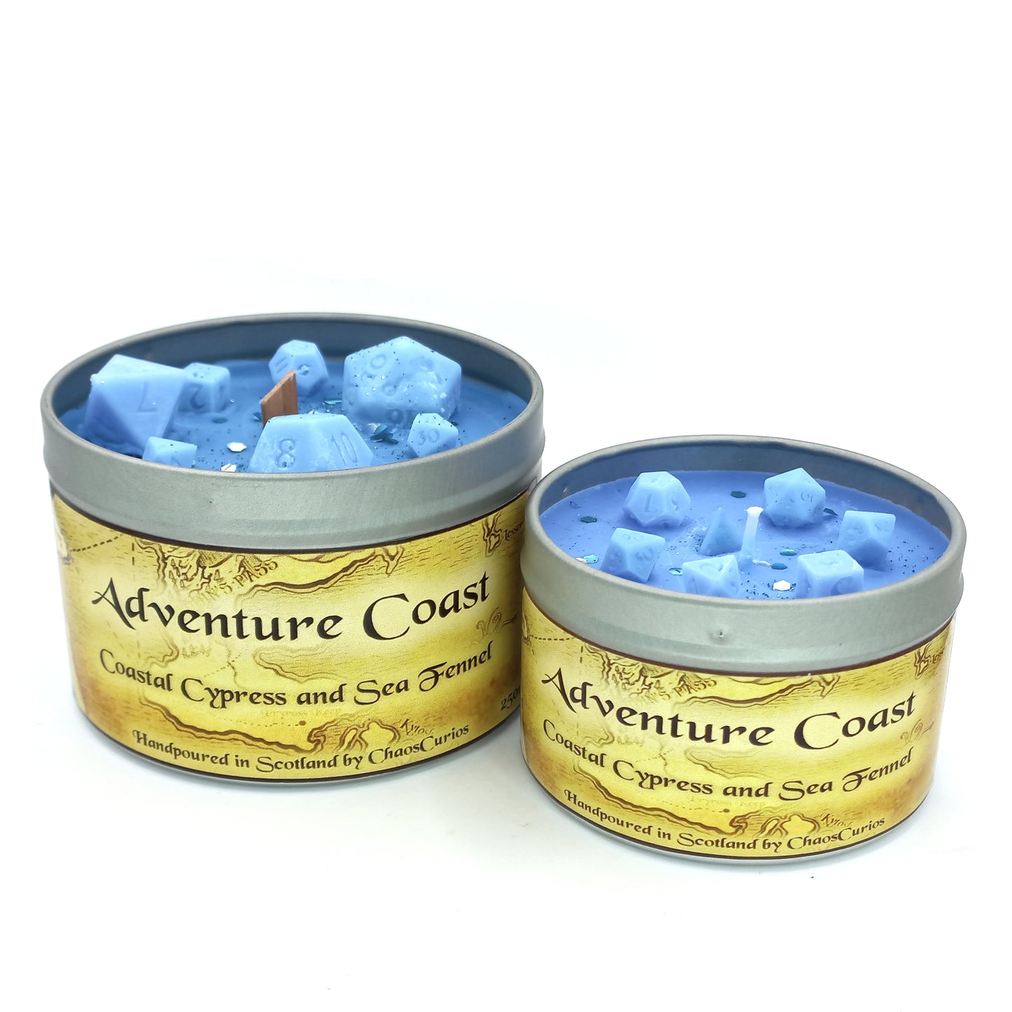 Adventure Coast, DnD Dice Candle, Wood Wick, Coastal Scented, Roleplay Candle, Dice Wax Melts, 35+ Hours