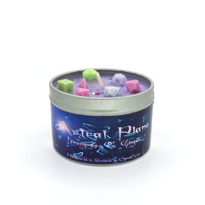 The Astral Planes, DnD Dice Candle, Wood Wick Candle, Lemongrass and Ginger, Roleplay Candle, with Dice Wax Melts, 35+ Hours