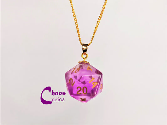 D20 Necklace, Gold Finishing