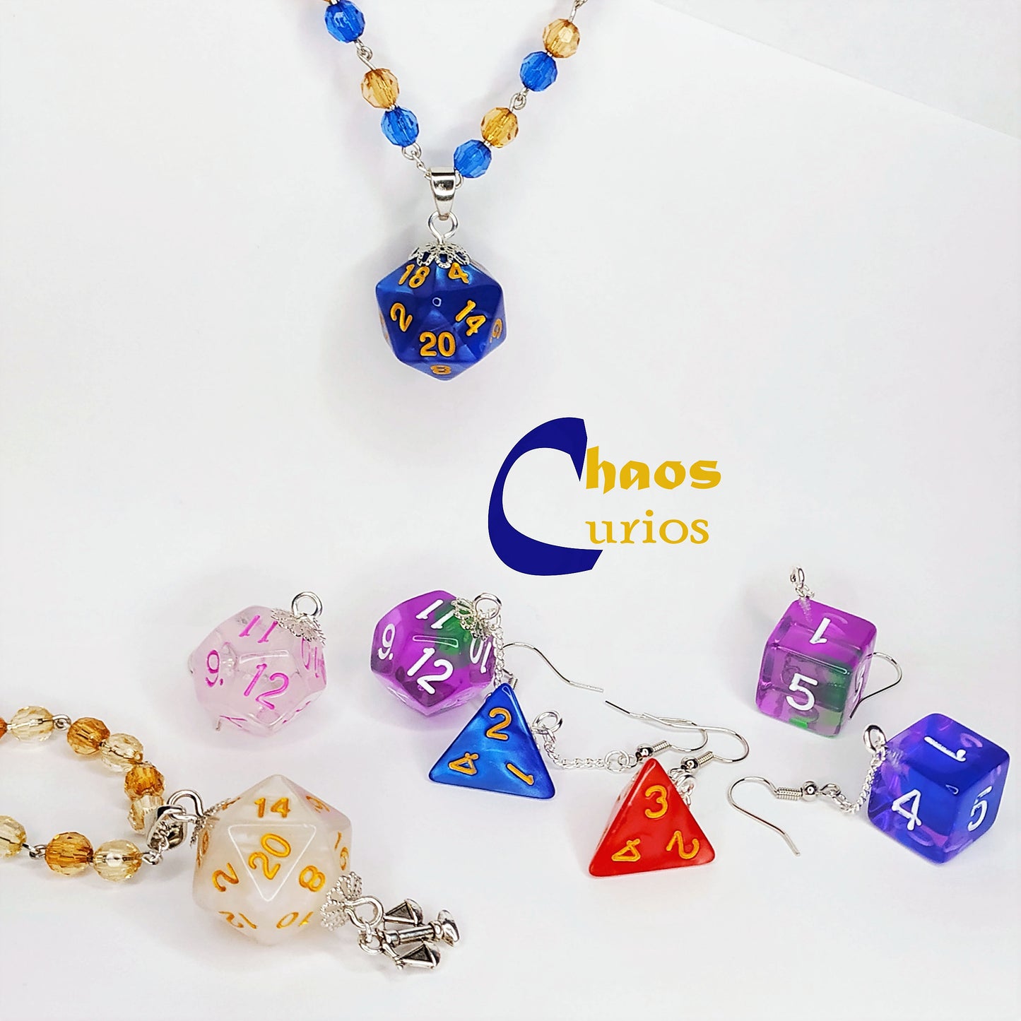 Lawful D20 Dice Rosary Beads, Silver Finishing, Lawful Evil, Lawful Neutral, Lawful Good, Cleric, Paladin, The Erziel